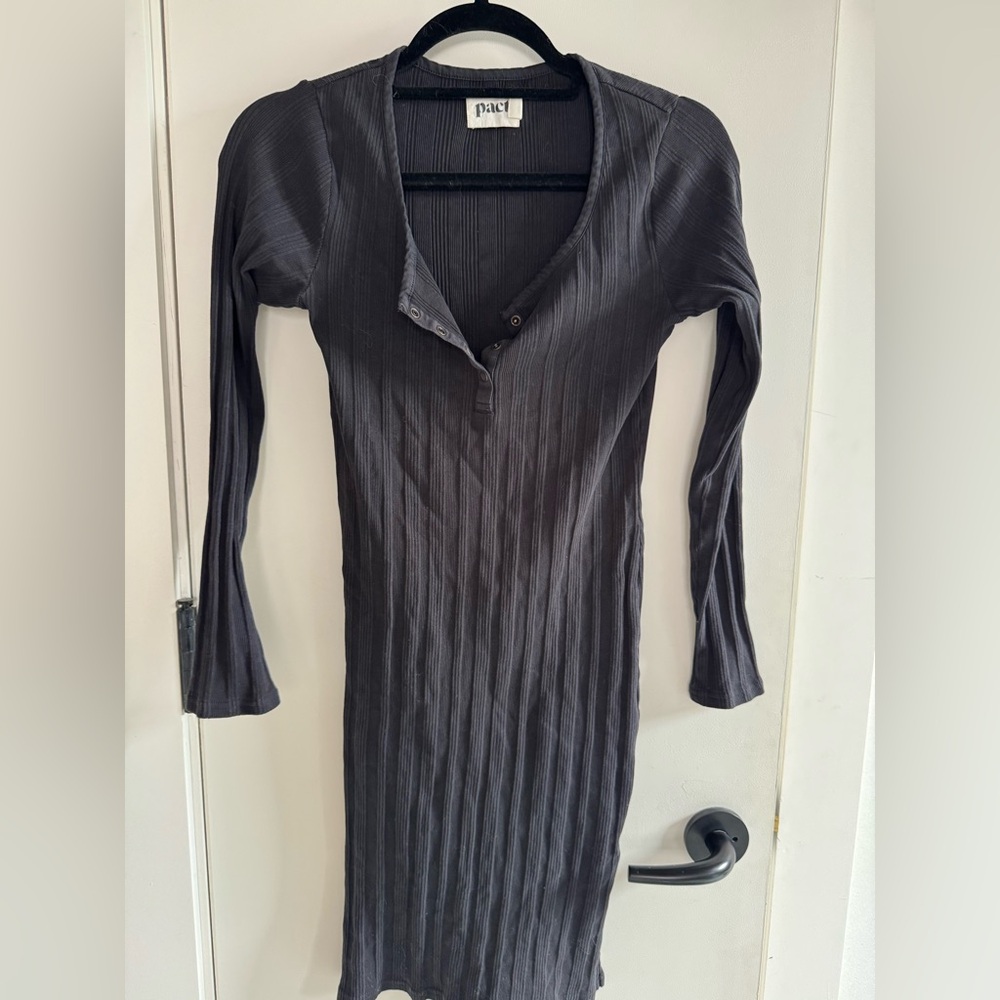 Dark Gray Pact henley dress - Picture 3 of 8